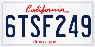 CA license plate 6TSF249