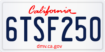 CA license plate 6TSF250