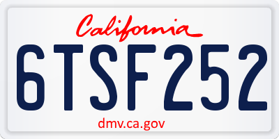 CA license plate 6TSF252