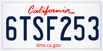 CA license plate 6TSF253
