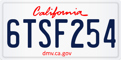 CA license plate 6TSF254