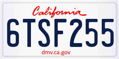 CA license plate 6TSF255