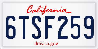 CA license plate 6TSF259