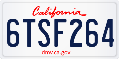 CA license plate 6TSF264