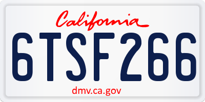 CA license plate 6TSF266