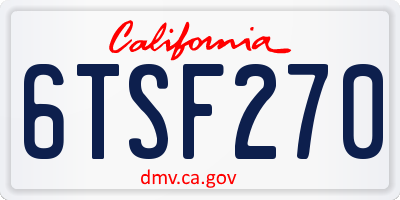 CA license plate 6TSF270
