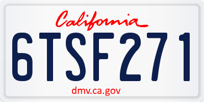 CA license plate 6TSF271