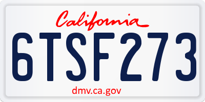 CA license plate 6TSF273