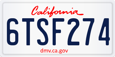 CA license plate 6TSF274
