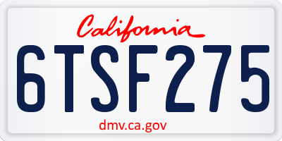 CA license plate 6TSF275