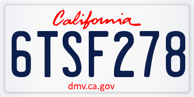 CA license plate 6TSF278