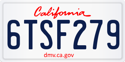 CA license plate 6TSF279