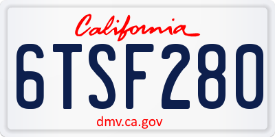 CA license plate 6TSF280