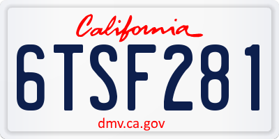 CA license plate 6TSF281