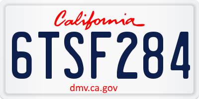 CA license plate 6TSF284