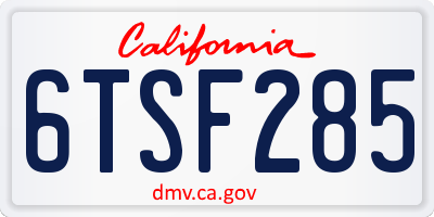 CA license plate 6TSF285