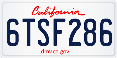 CA license plate 6TSF286