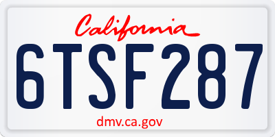 CA license plate 6TSF287