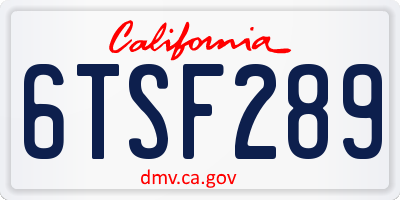 CA license plate 6TSF289