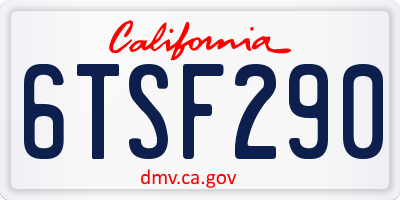 CA license plate 6TSF290