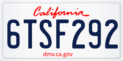 CA license plate 6TSF292