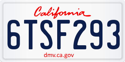 CA license plate 6TSF293