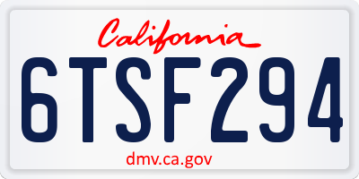 CA license plate 6TSF294