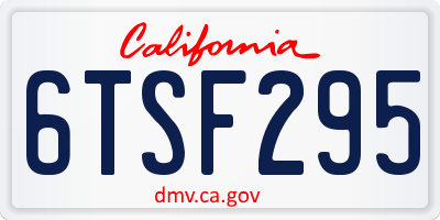 CA license plate 6TSF295