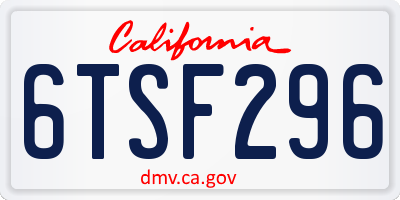 CA license plate 6TSF296