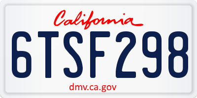 CA license plate 6TSF298