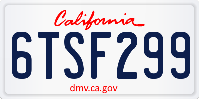 CA license plate 6TSF299