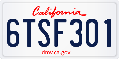 CA license plate 6TSF301