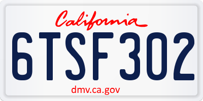 CA license plate 6TSF302