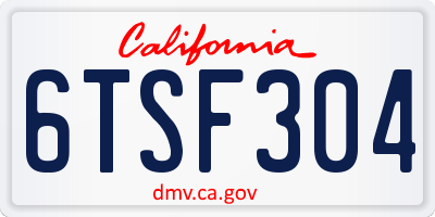 CA license plate 6TSF304