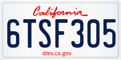 CA license plate 6TSF305