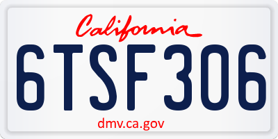 CA license plate 6TSF306