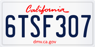 CA license plate 6TSF307