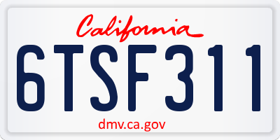 CA license plate 6TSF311
