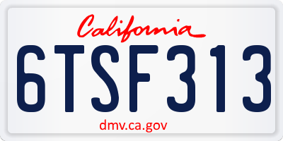 CA license plate 6TSF313