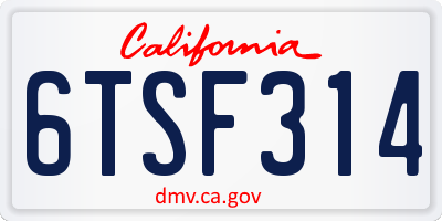 CA license plate 6TSF314