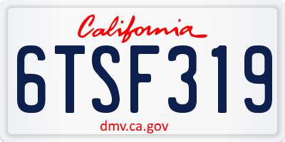 CA license plate 6TSF319