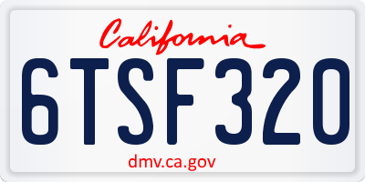 CA license plate 6TSF320