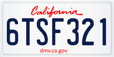 CA license plate 6TSF321