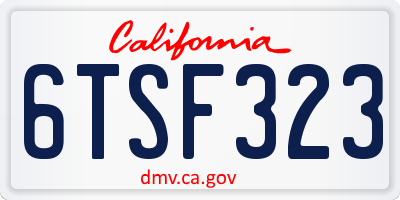 CA license plate 6TSF323