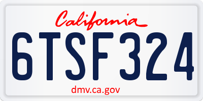 CA license plate 6TSF324