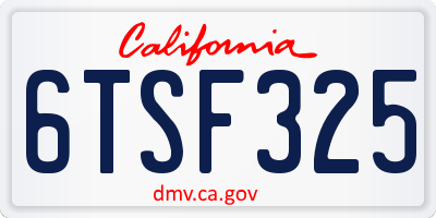 CA license plate 6TSF325