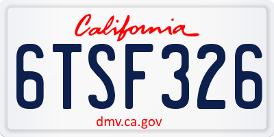CA license plate 6TSF326