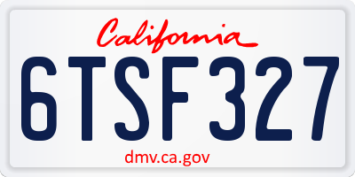 CA license plate 6TSF327