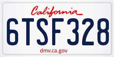 CA license plate 6TSF328
