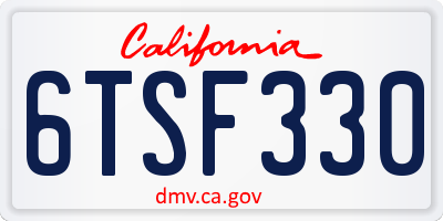 CA license plate 6TSF330
